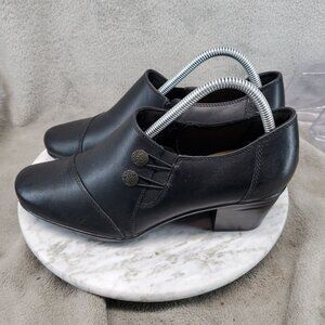 Clarks Shoes Womens Size 9 Black Leather Emslie Warren Academia Booties